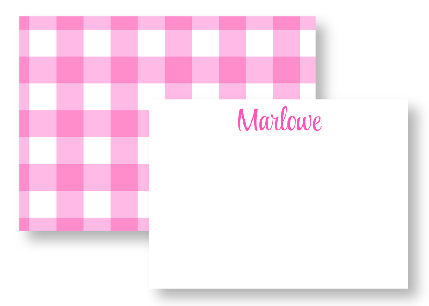 Pink Gingham Stationery Set